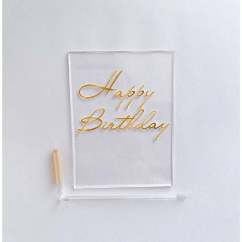 Акриловый топпер "Happy Birthday" мини, прозрачный Акриловый топпер "Happy Birthday" мини, прозрачный