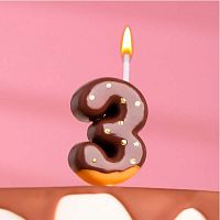 Свеча цифра "3" Шоколадная глазурь 7см