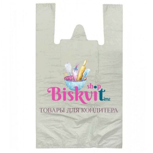 Пакет майка с логотипом "Biskvit" Пакет майка с логотипом "Biskvit"